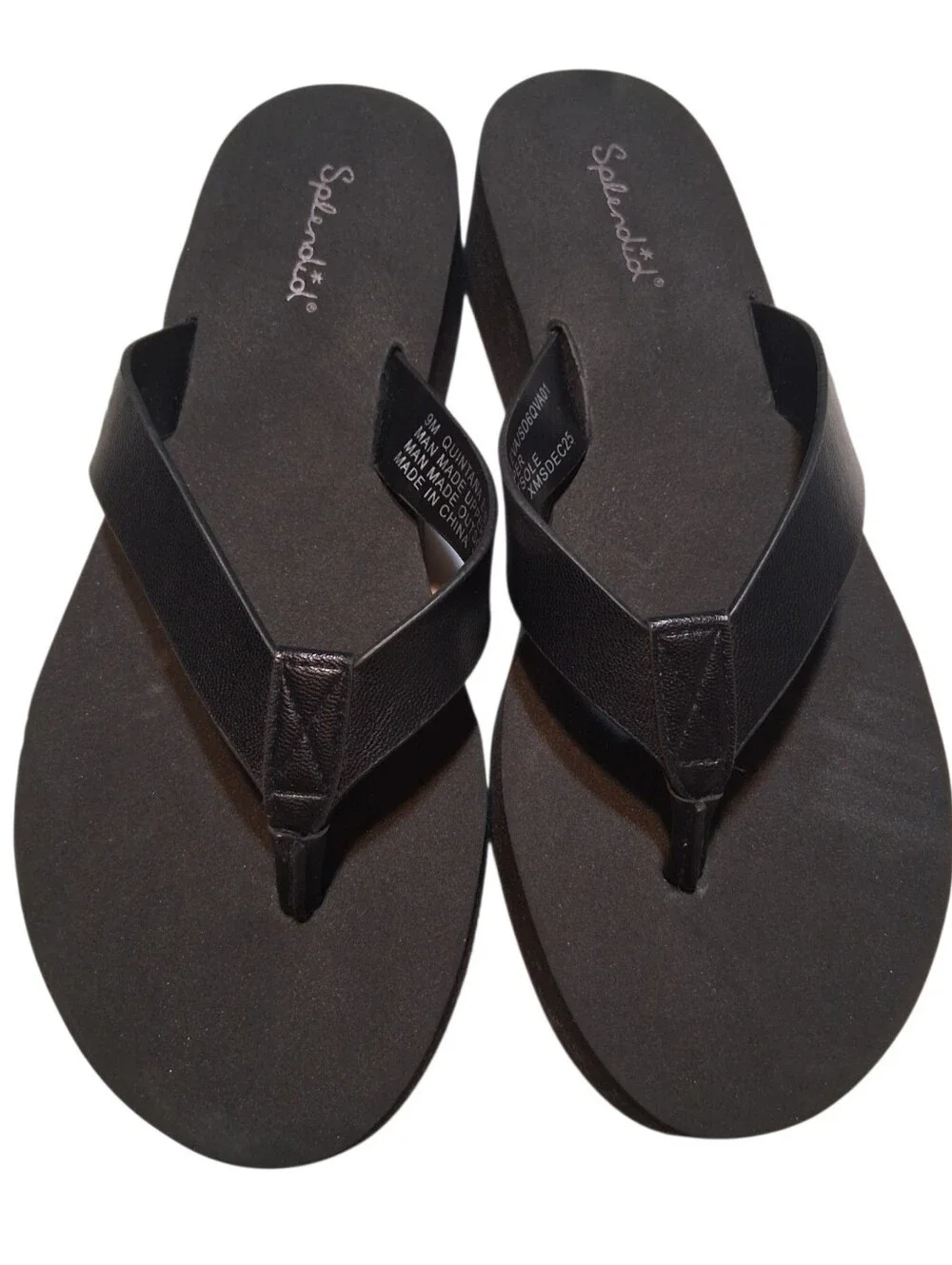 Splendid Black Platform Sandals Thong Women's Size 9M Y2K Beach Retro Resortwear